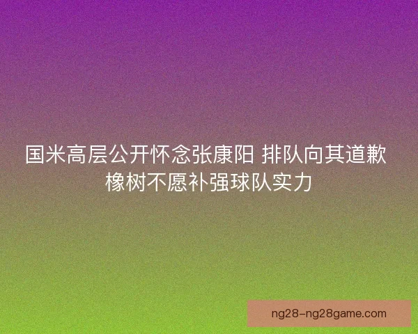 国米高层公开怀念张康阳 排队向其道歉 橡树不愿补强球队实力